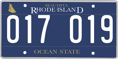 RI license plate 017019