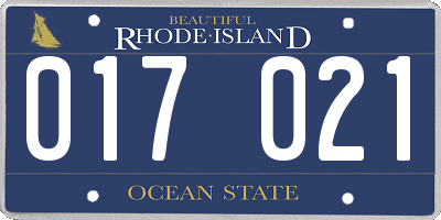 RI license plate 017021