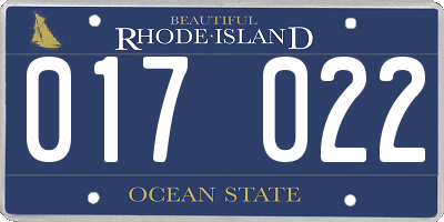 RI license plate 017022