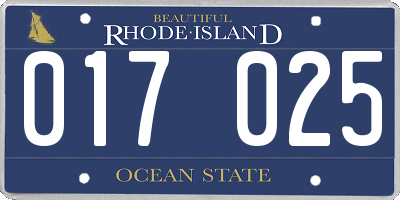 RI license plate 017025