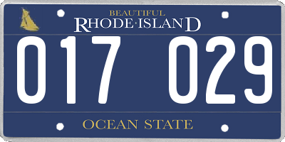 RI license plate 017029