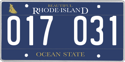 RI license plate 017031