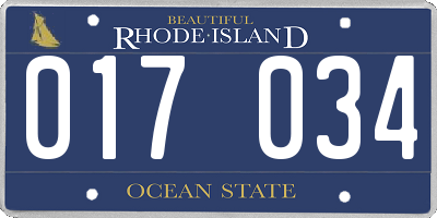 RI license plate 017034