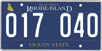 RI license plate 017040