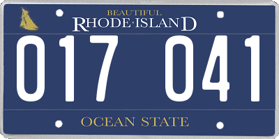 RI license plate 017041