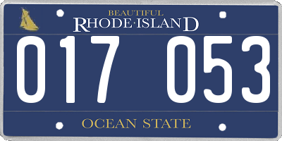 RI license plate 017053