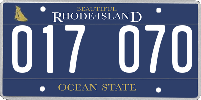 RI license plate 017070