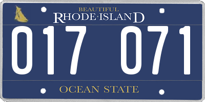 RI license plate 017071