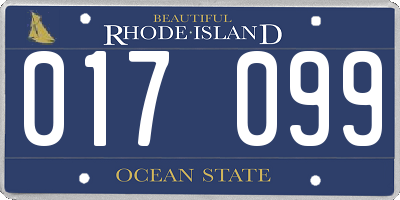 RI license plate 017099