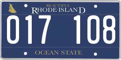 RI license plate 017108