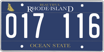 RI license plate 017116