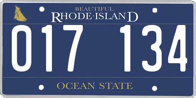 RI license plate 017134