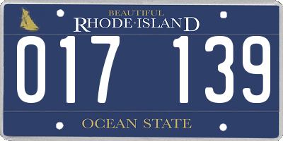 RI license plate 017139