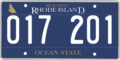 RI license plate 017201