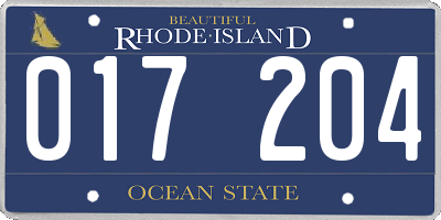 RI license plate 017204