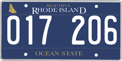 RI license plate 017206