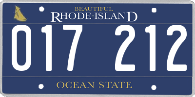 RI license plate 017212