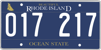 RI license plate 017217