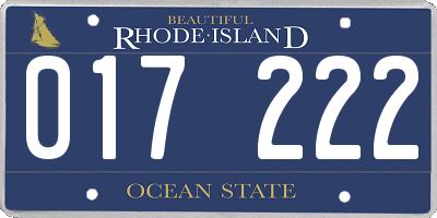 RI license plate 017222