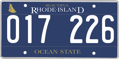 RI license plate 017226