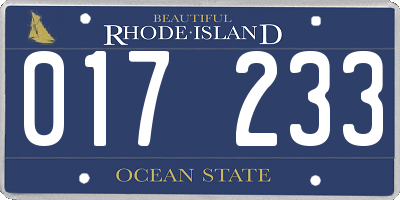 RI license plate 017233