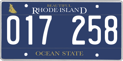 RI license plate 017258