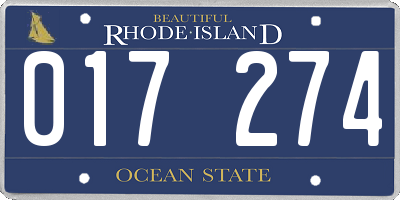 RI license plate 017274