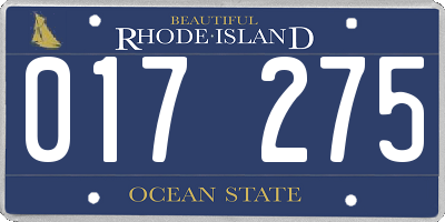 RI license plate 017275