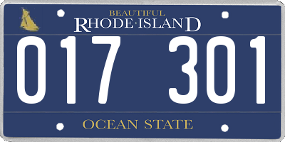 RI license plate 017301