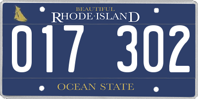 RI license plate 017302