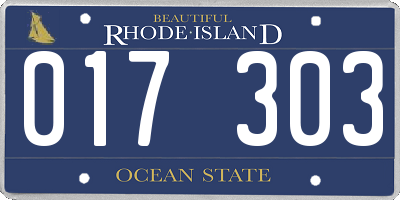 RI license plate 017303