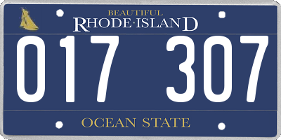 RI license plate 017307