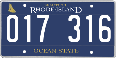 RI license plate 017316