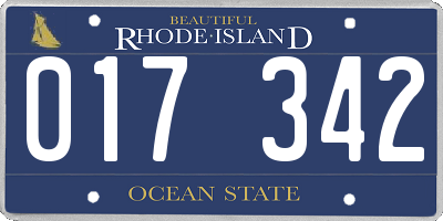 RI license plate 017342