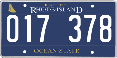 RI license plate 017378