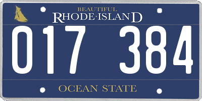 RI license plate 017384