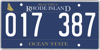 RI license plate 017387