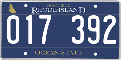 RI license plate 017392