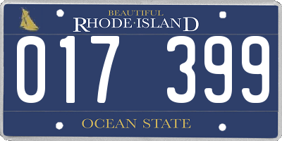 RI license plate 017399