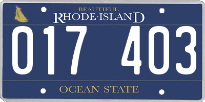 RI license plate 017403
