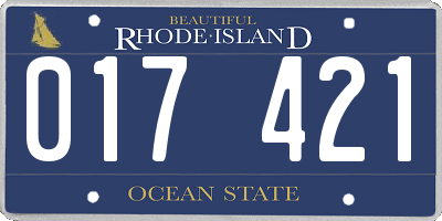 RI license plate 017421