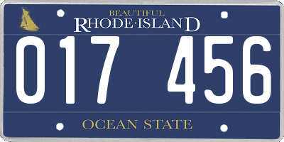 RI license plate 017456