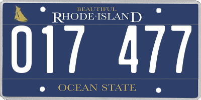 RI license plate 017477