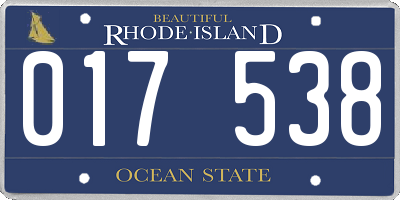 RI license plate 017538