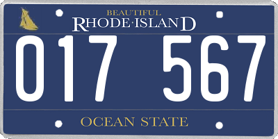 RI license plate 017567