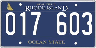 RI license plate 017603