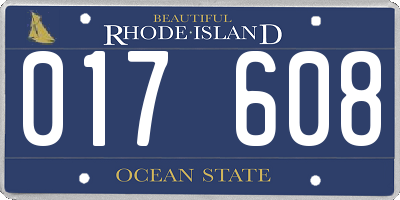 RI license plate 017608