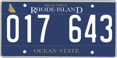 RI license plate 017643