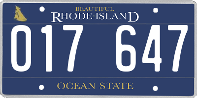 RI license plate 017647