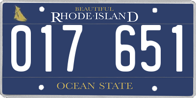 RI license plate 017651